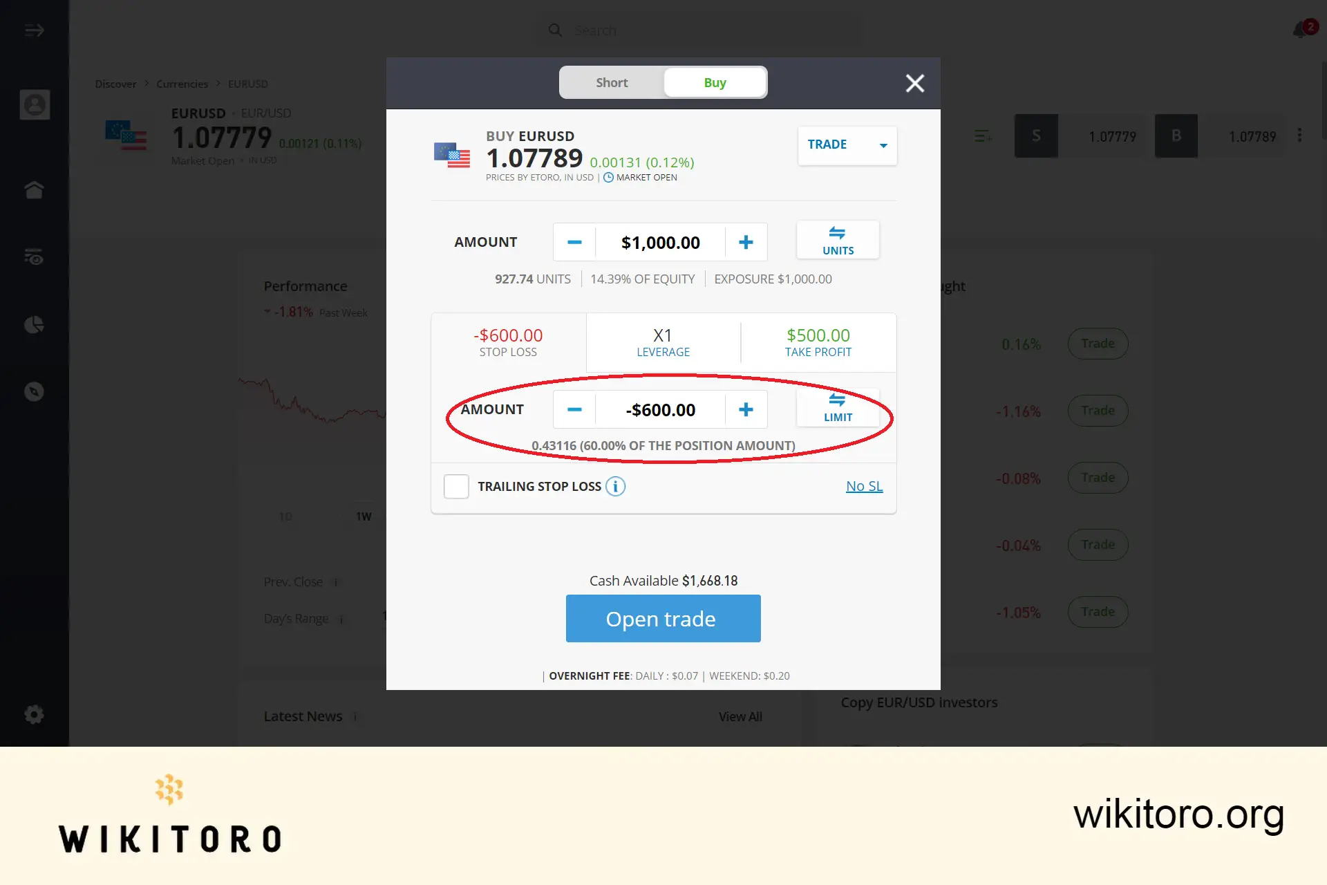 Setarea unui Stop Loss eToro
