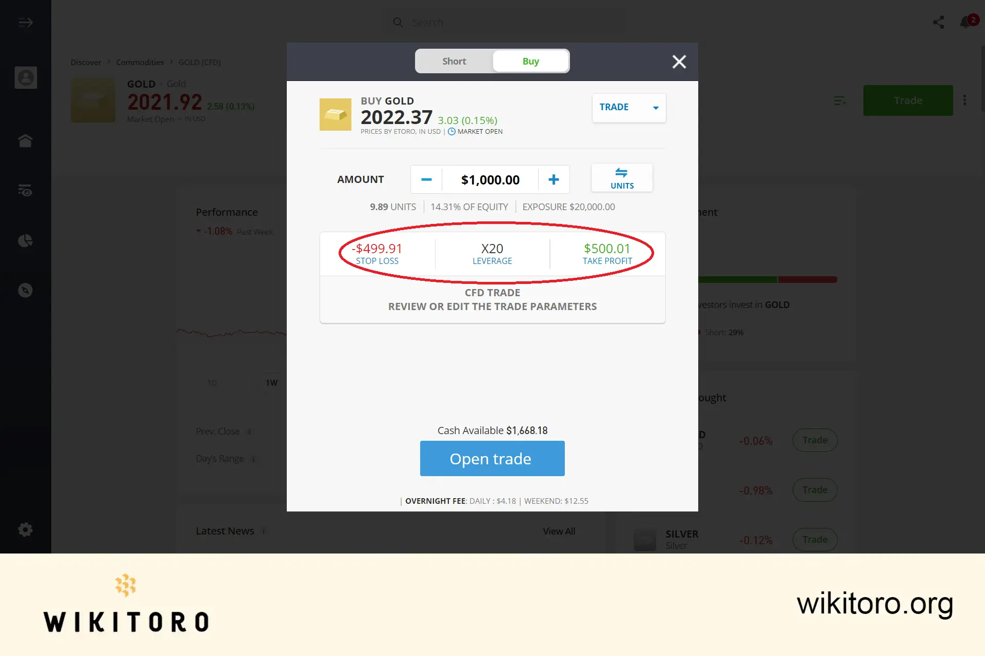 Setarea parametrilor de tranzacționare eToro Gold